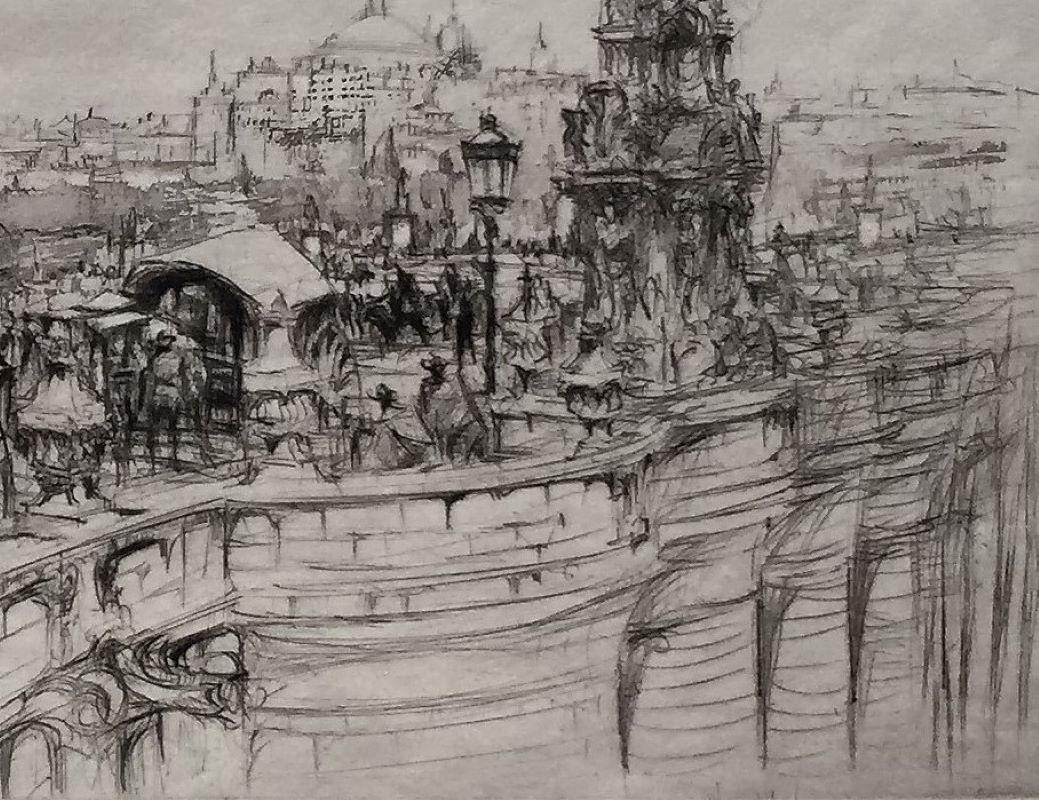 Segovia Bridge, Madrid. - Modern Print by William Walcot, R.E., Hon.R.I.B.A.