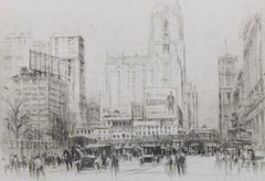 William Walcott – Original-Kaltnadelradierung, neuwertiger Zustand – New York, 42. Straße