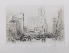 William Walcott – Original-Kaltnadelradierung, neuwertiger Zustand – New York, 42. Straße
