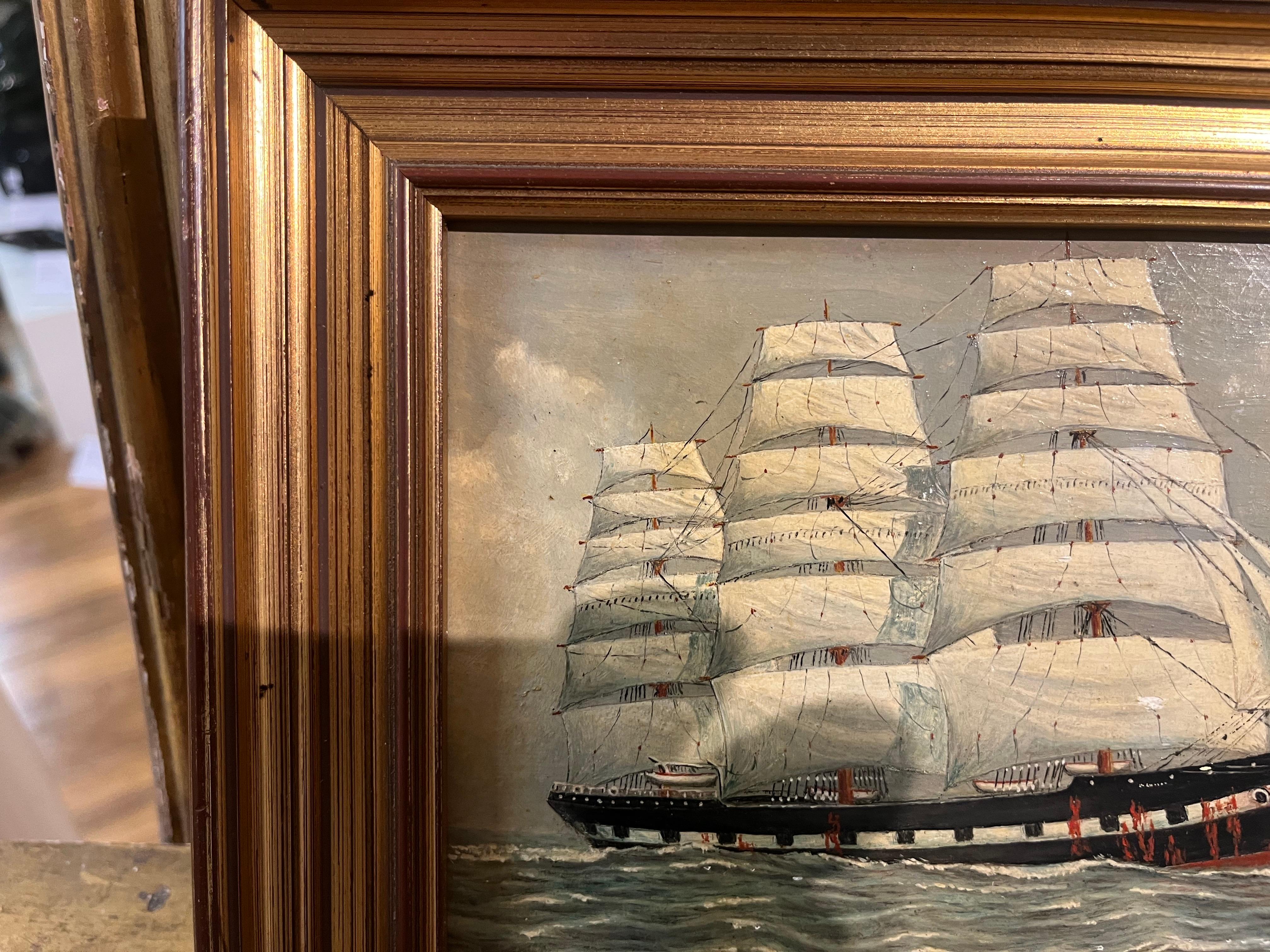 PINTURA AL ÓLEO Pequeña de William R Wall  (PIEZA DEL SIGLO XIX DE LA NAVY ADMIRALTY en venta 6