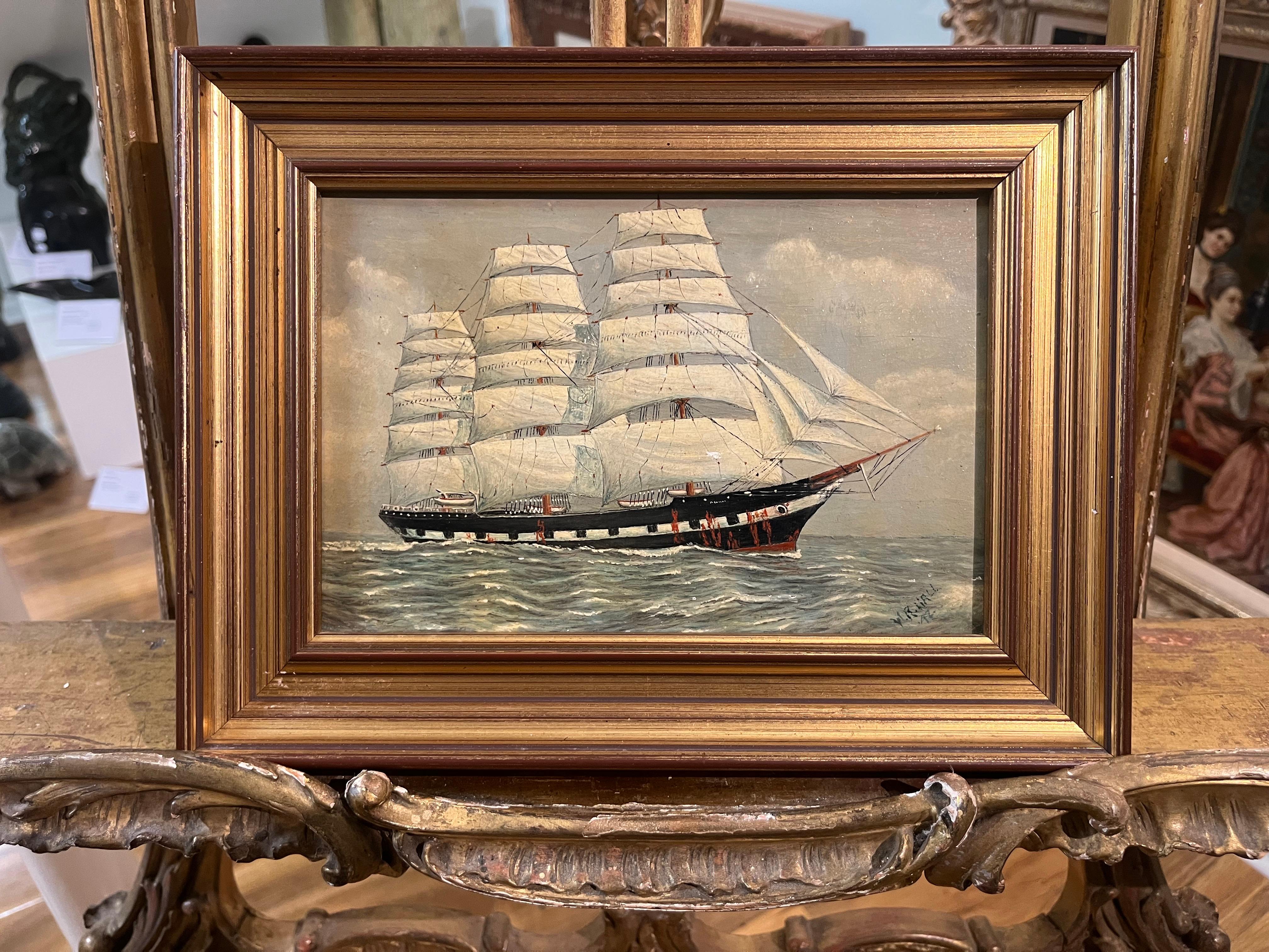 PINTURA AL ÓLEO Pequeña de William R Wall  (PIEZA DEL SIGLO XIX DE LA NAVY ADMIRALTY en venta 7