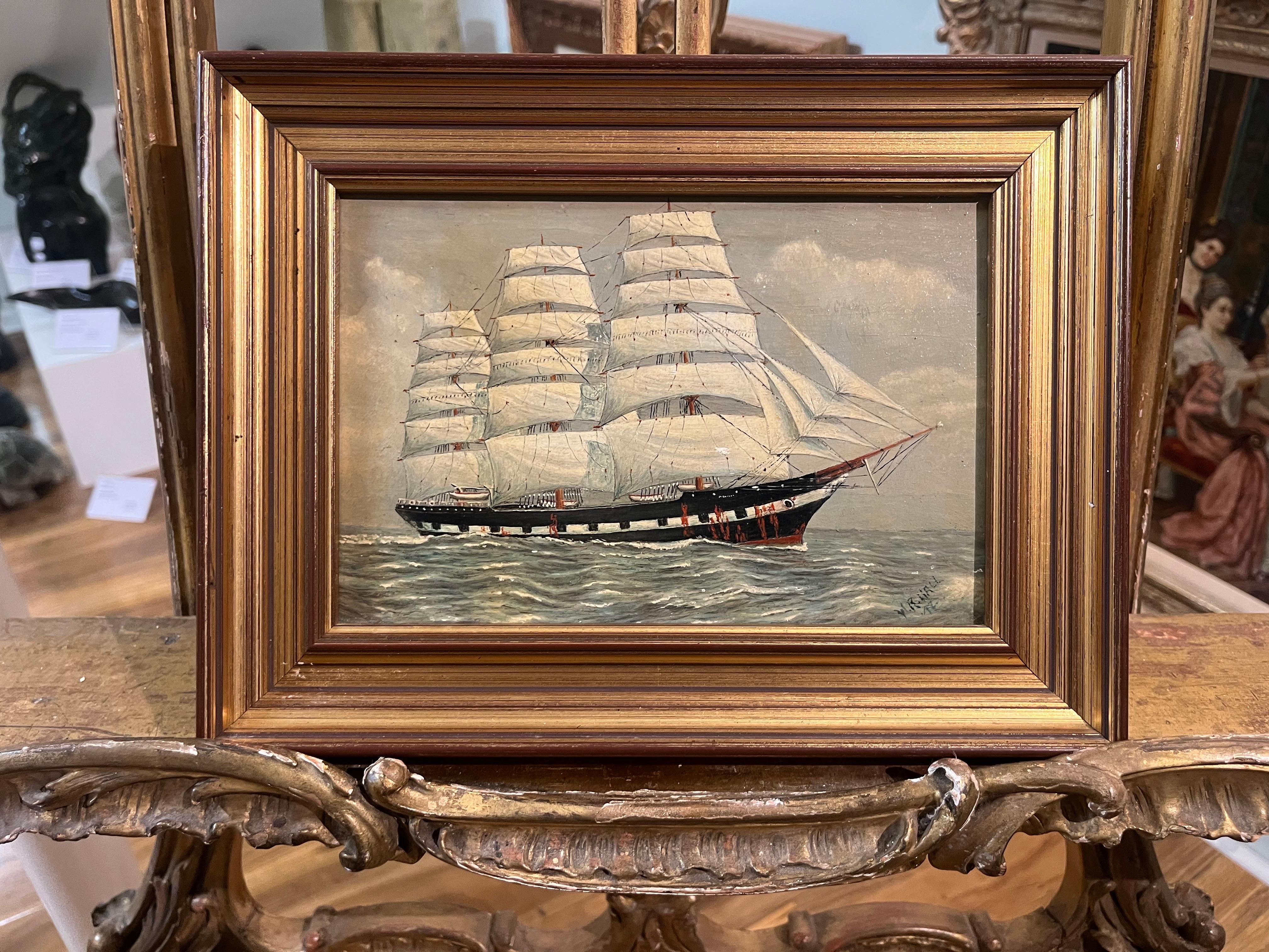 PINTURA AL ÓLEO Pequeña de William R Wall  (PIEZA DEL SIGLO XIX DE LA NAVY ADMIRALTY en venta 9