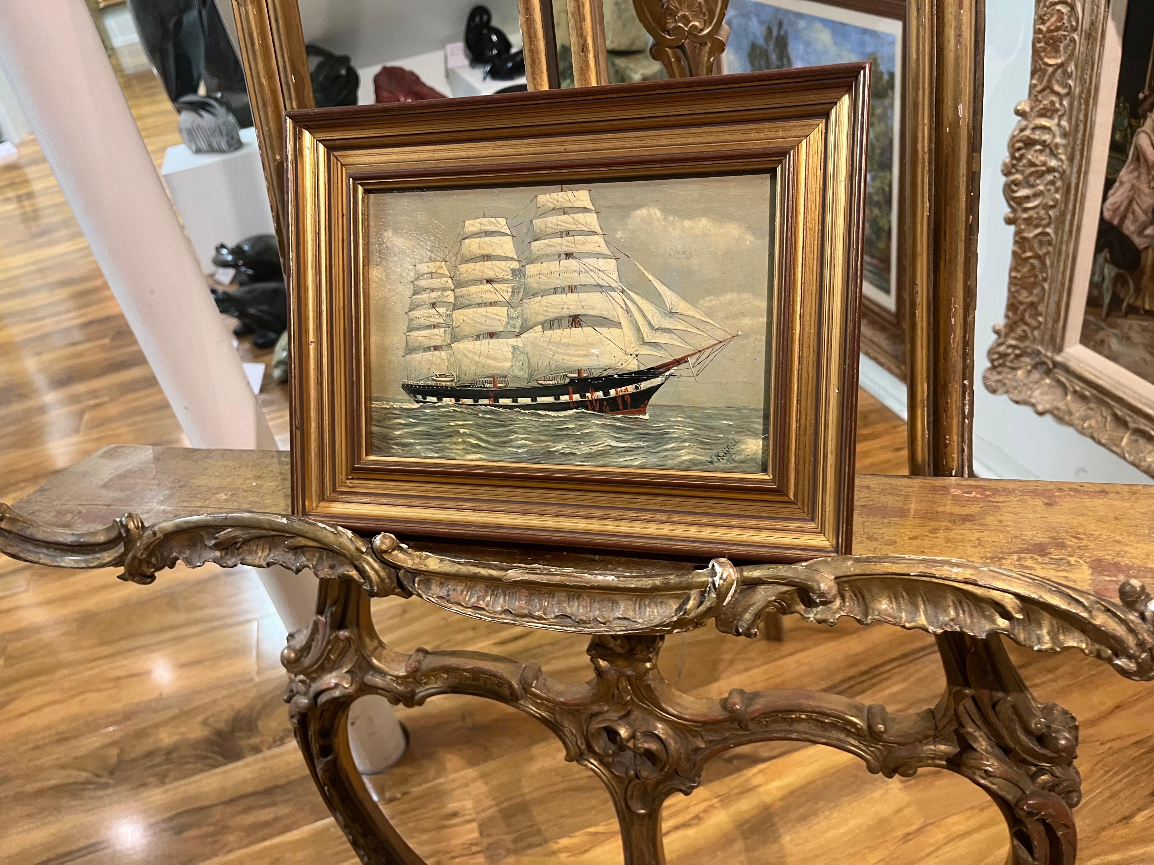 PINTURA AL ÓLEO Pequeña de William R Wall  (PIEZA DEL SIGLO XIX DE LA NAVY ADMIRALTY - Painting de william wall