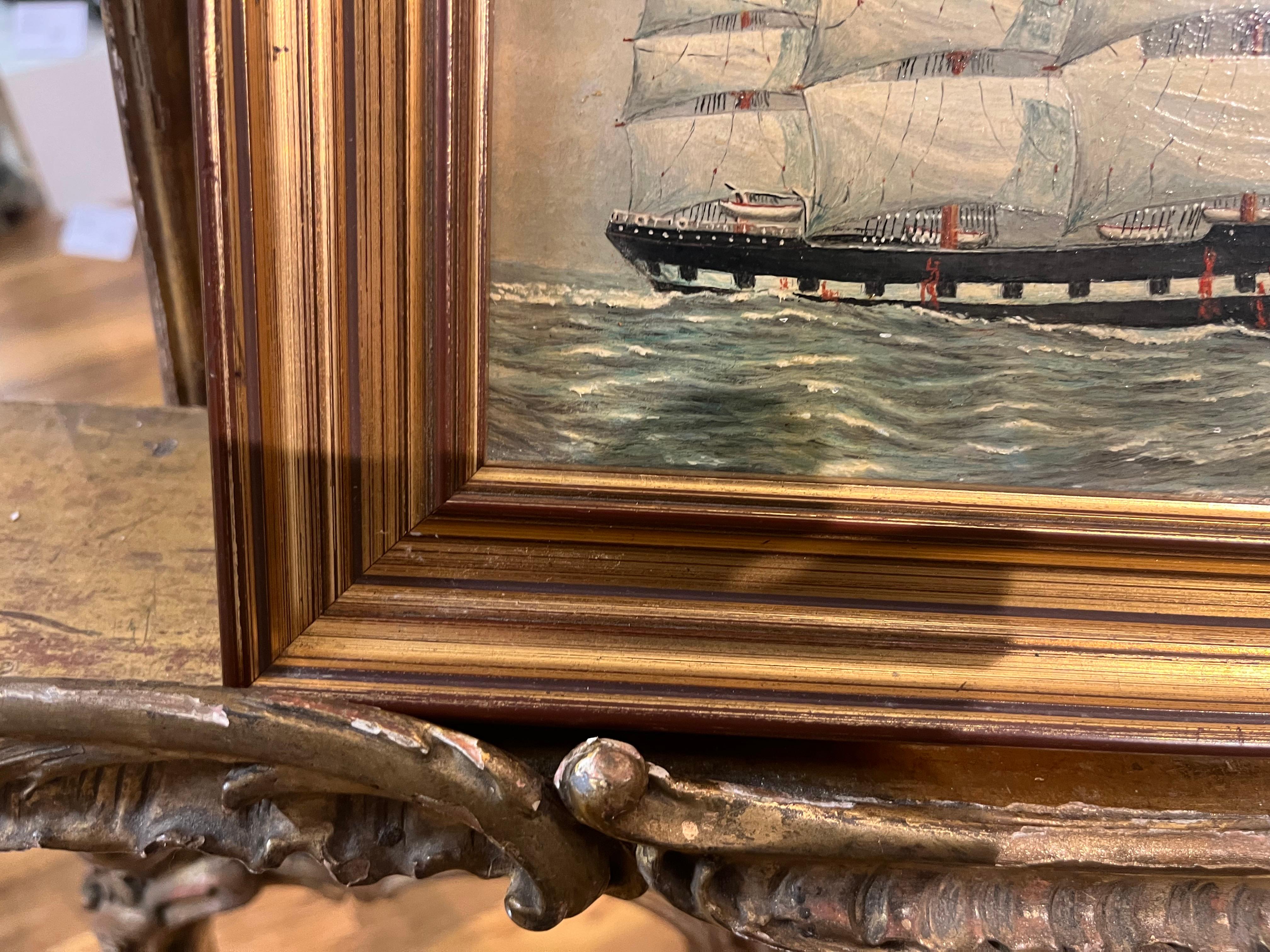 PINTURA AL ÓLEO Pequeña de William R Wall  (PIEZA DEL SIGLO XIX DE LA NAVY ADMIRALTY - Painting Realista de william wall