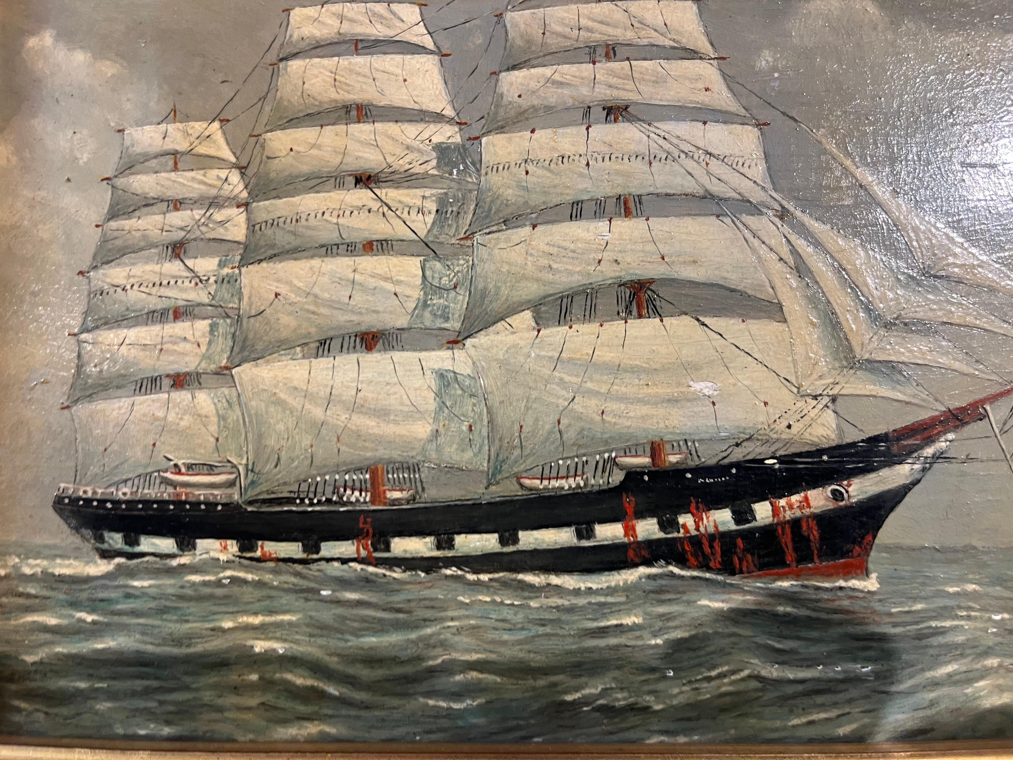 PINTURA AL ÓLEO Pequeña de William R Wall  (PIEZA DEL SIGLO XIX DE LA NAVY ADMIRALTY - Landscape Painting Marrón de william wall