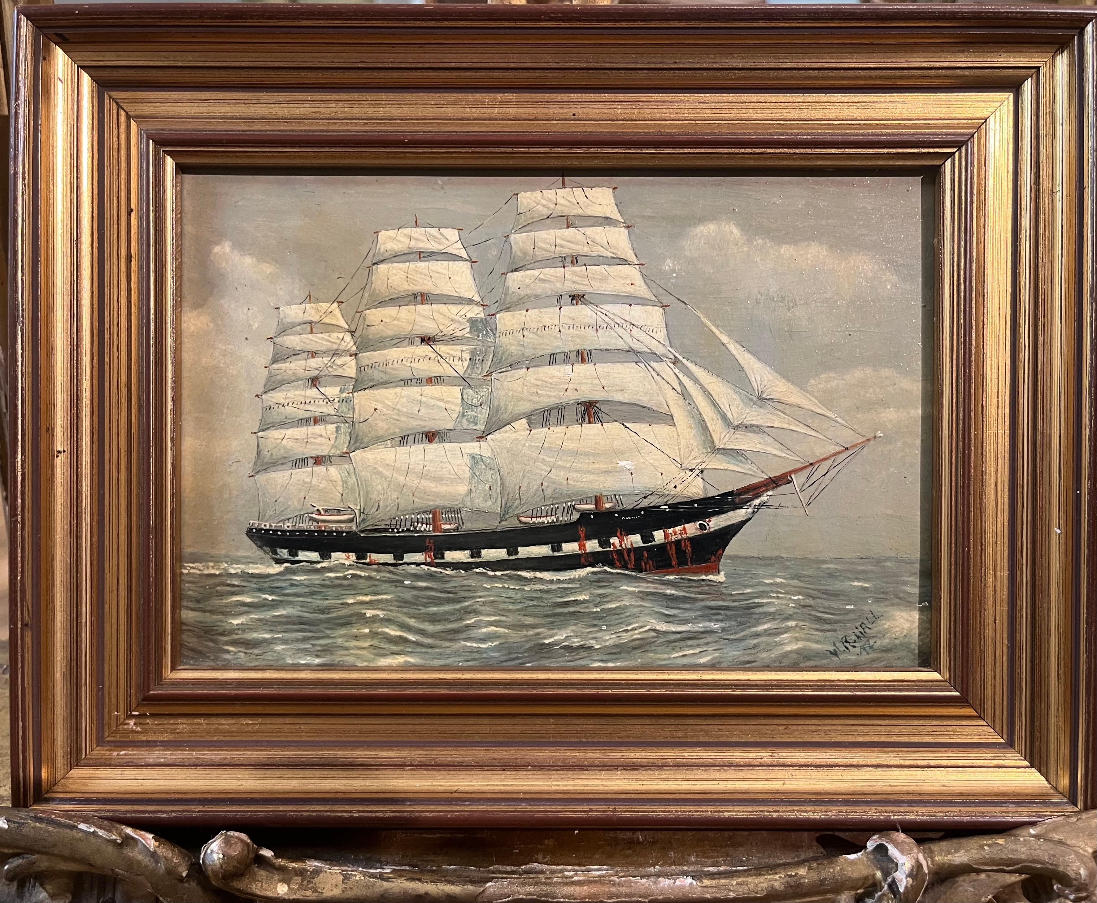 Landscape Painting de william wall - PINTURA AL ÓLEO Pequeña de William R Wall  (PIEZA DEL SIGLO XIX DE LA NAVY ADMIRALTY