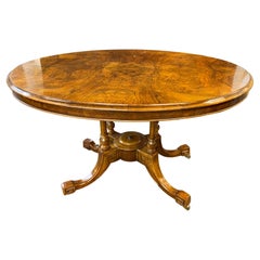 William Wallace & Co English Burl Oval Tilt Top Breakfast or Center Table