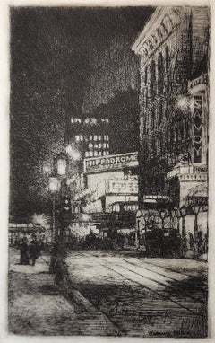 Used  Hippodrome, 1910 Etching, New York City History, NYC