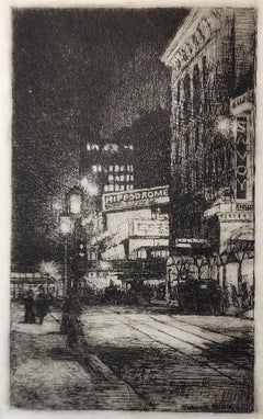 Antique  Hippodrome, 1910 Etching, New York City History, NYC