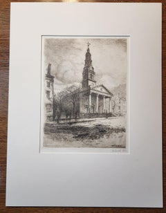 St. John's Chapel, Varick Street, New York City, 1909 Etching, NYC History