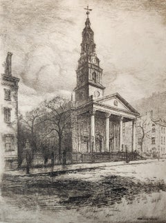 St. John's Chapel, Varick Street, New York City, 1909, Radierung, NYC Geschichte