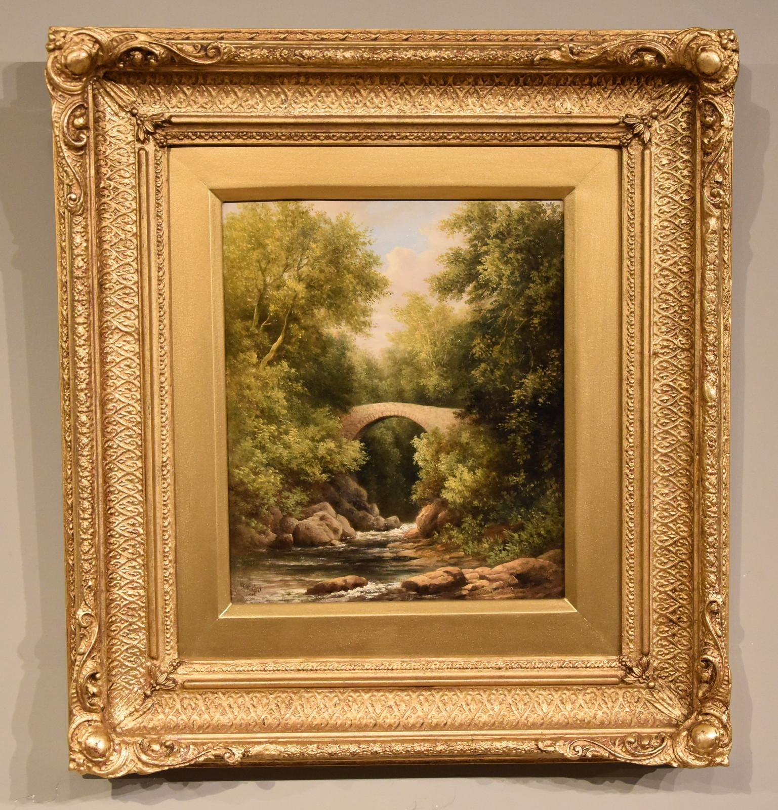 Oil Painting by WILLIAM WARD GILL “A North Wales Bridge” - Brown Landscape Painting by William Ward Gill