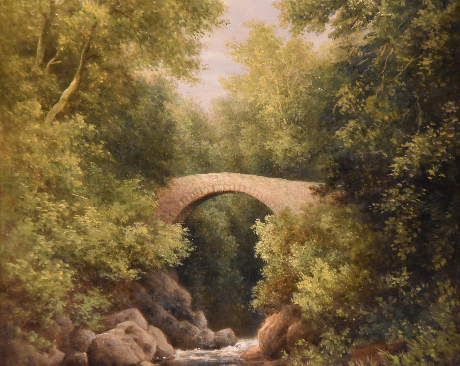 Oil Painting by  WILLIAM WARD GILL “A North Wales Bridge” 1823-1894. Painter of river landscapes and exhibitor at the Royal Academy and in Liverpool 
Oil on canvas, signed. In fine original frame 

Dimensions unframed 12 x 10 inches

Dimensions