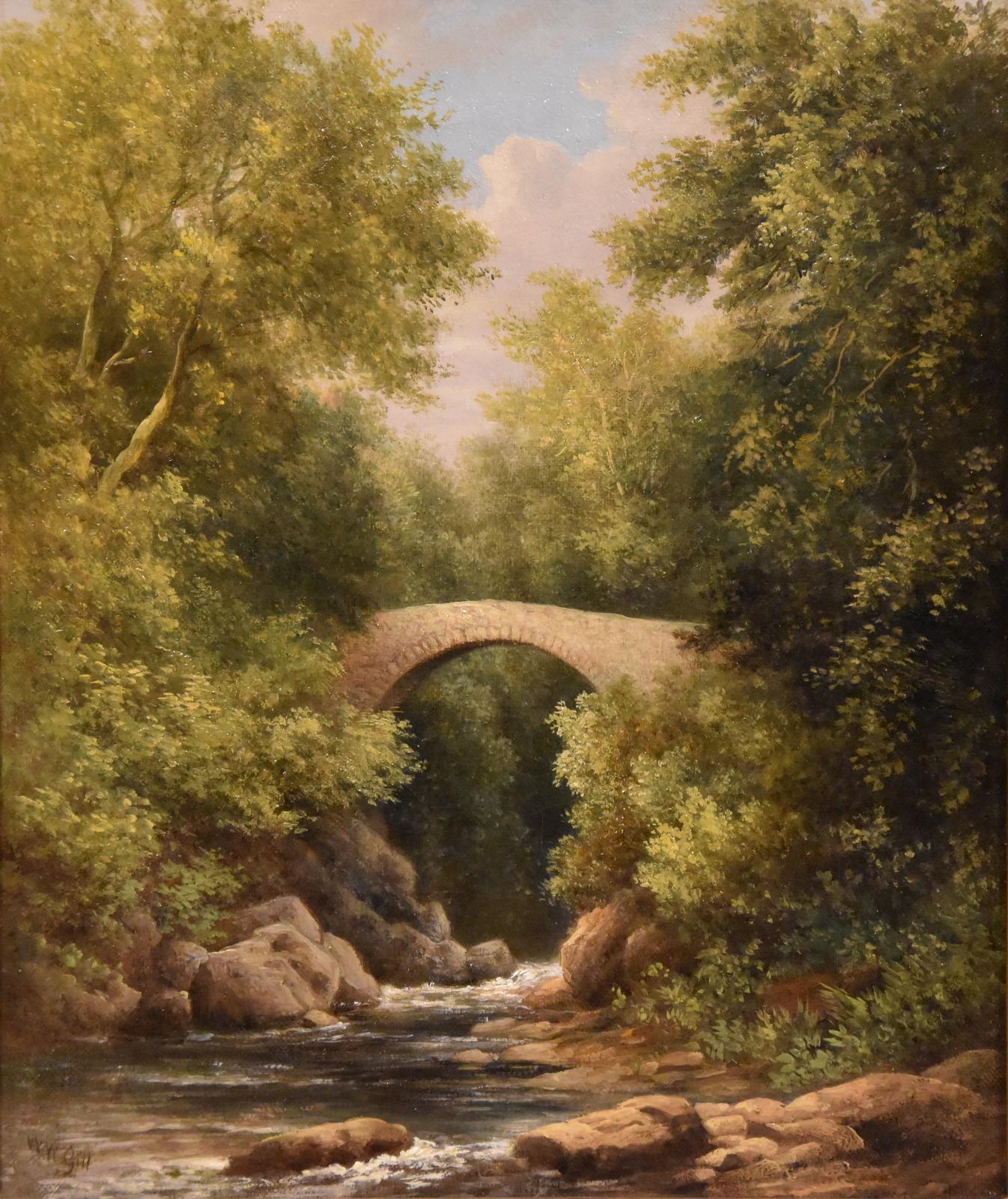 William Ward Gill Landscape Painting - Oil Painting by WILLIAM WARD GILL “A North Wales Bridge”