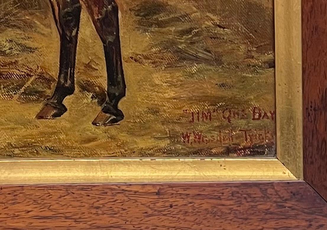 Fine 1920s British Horse Oil Painting Sporting Art Equestrian Portrait in Stable For Sale 4