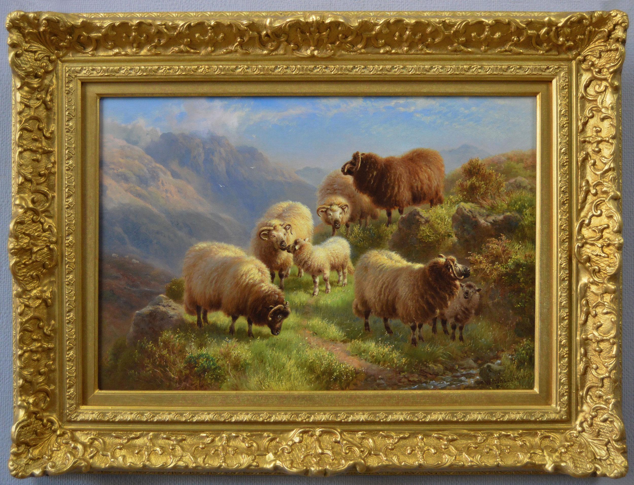 William Watson Animal Painting - 19th Century Scottish landscape oil painting of Highland sheep at Glen Coe