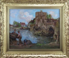 Oil painting by William Watt Milne "Sketch of Old Bridge St. Ives"
