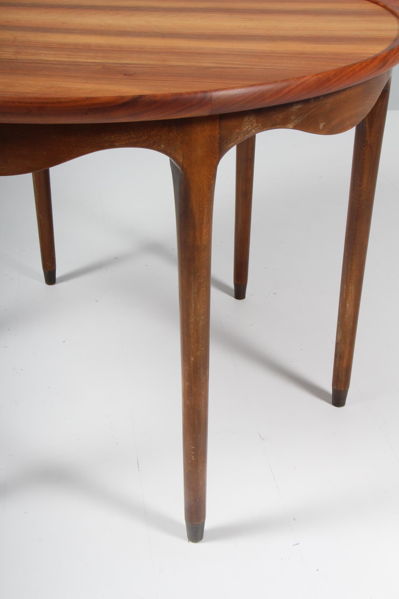 Mid-20th Century William Watting Coffee Table in Nutwood, 1950s, Brass Details