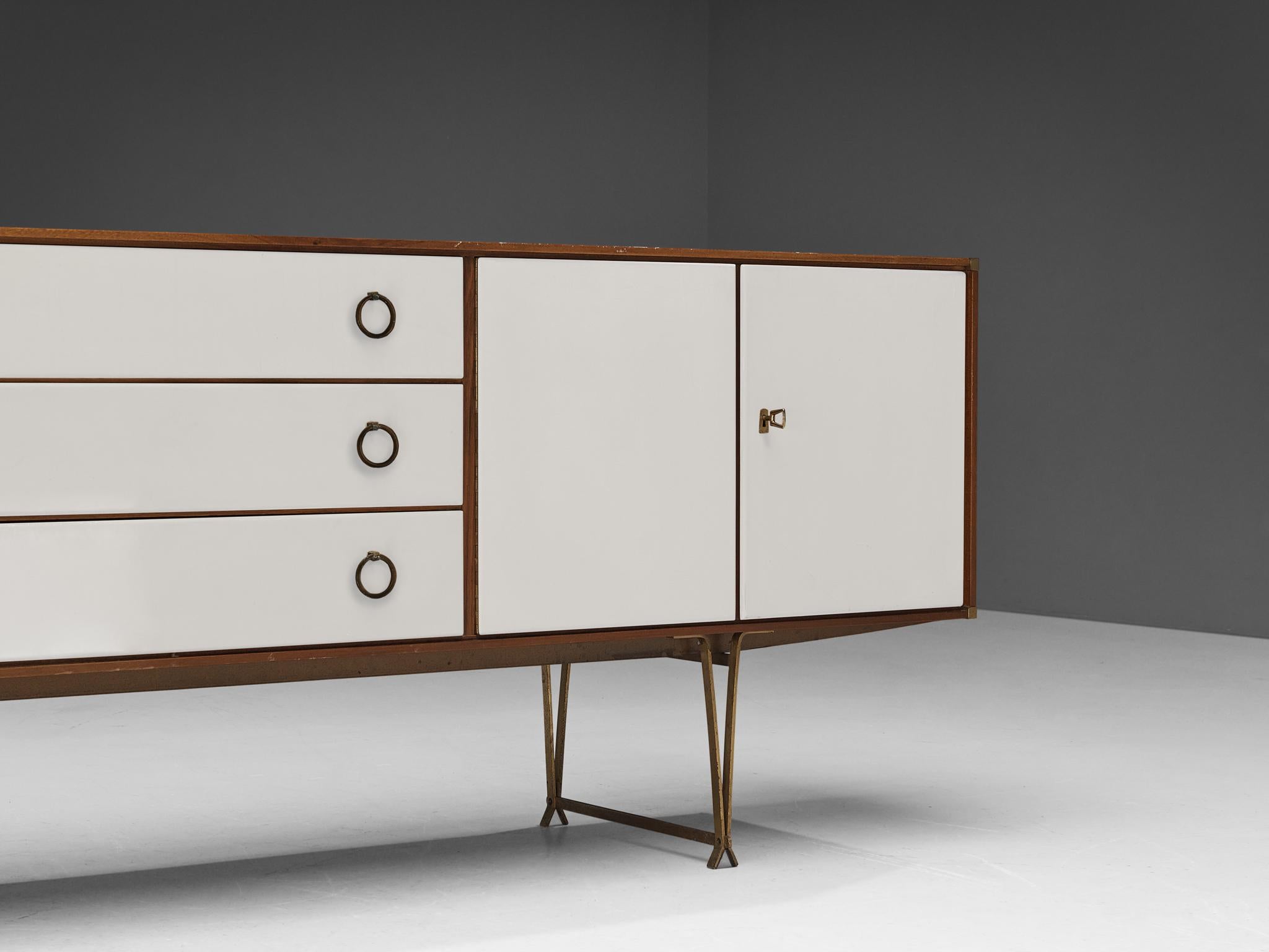 Mid-Century Modern William Watting for Fristho Sideboard in Wood and Brass  For Sale
