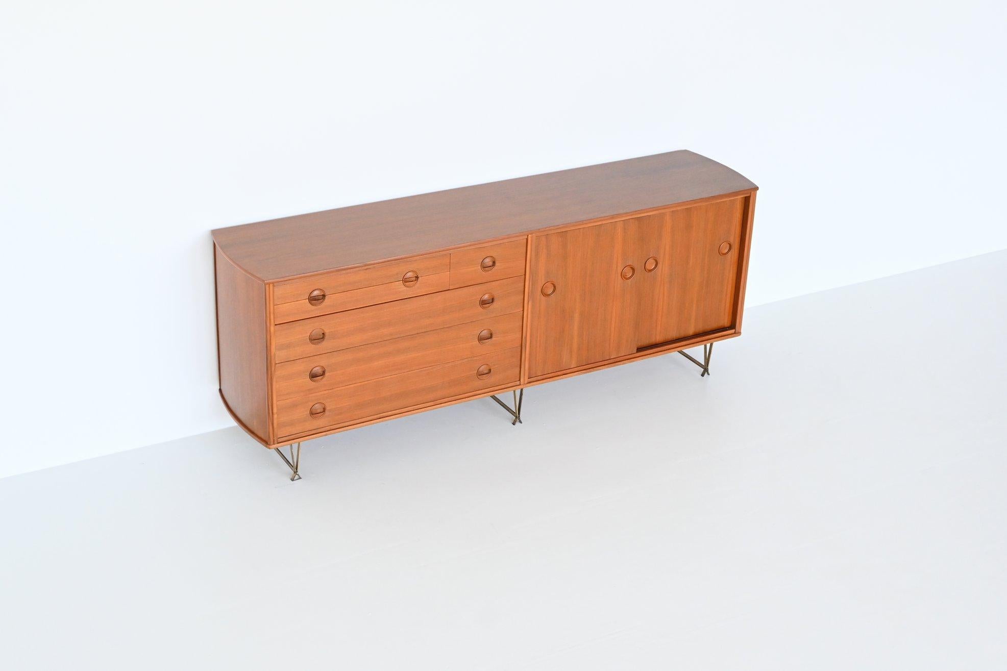 William Watting sideboard in walnut and brass Fristho The Netherlands 1954 For Sale 11