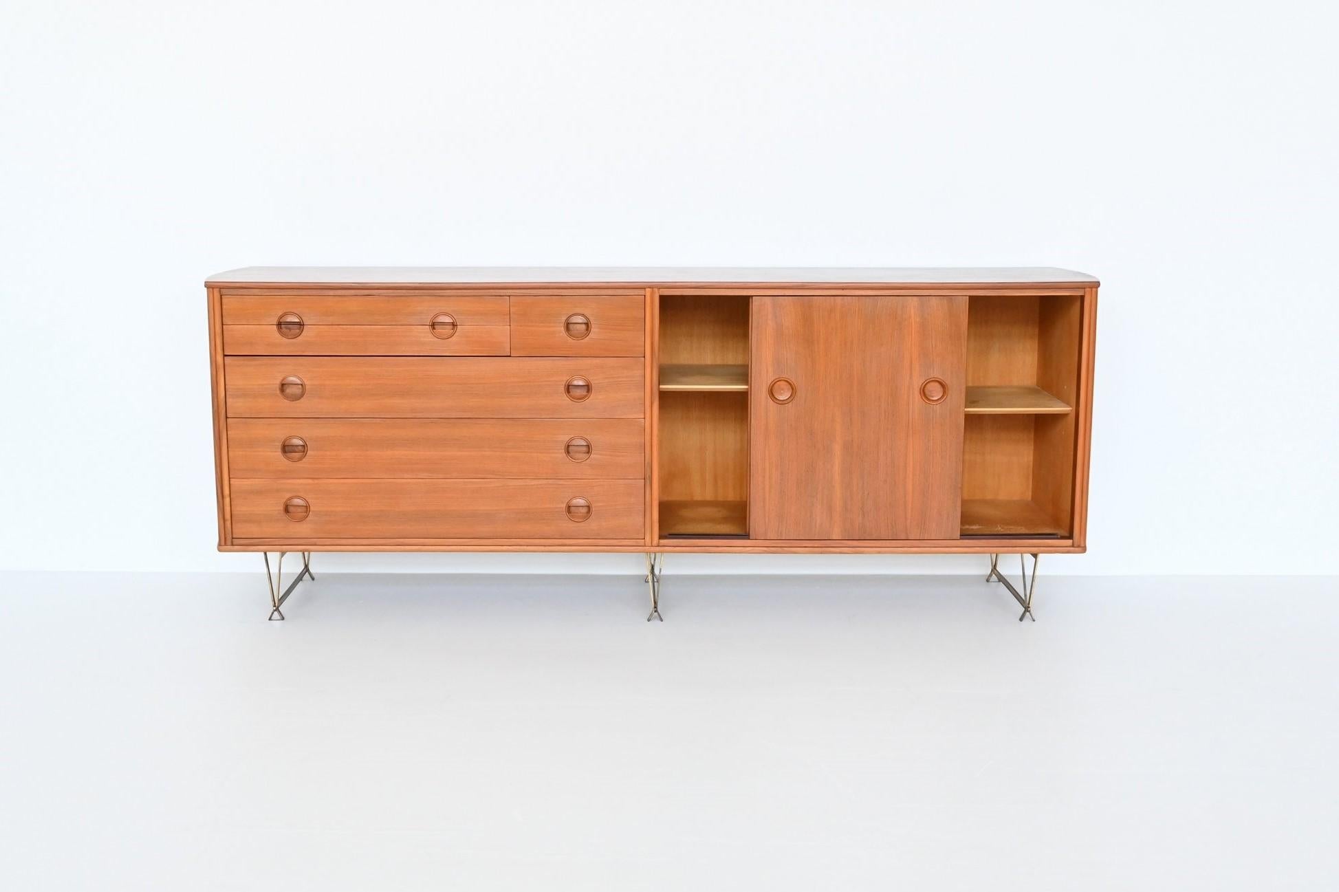 Mid-20th Century William Watting sideboard in walnut and brass Fristho The Netherlands 1954 For Sale