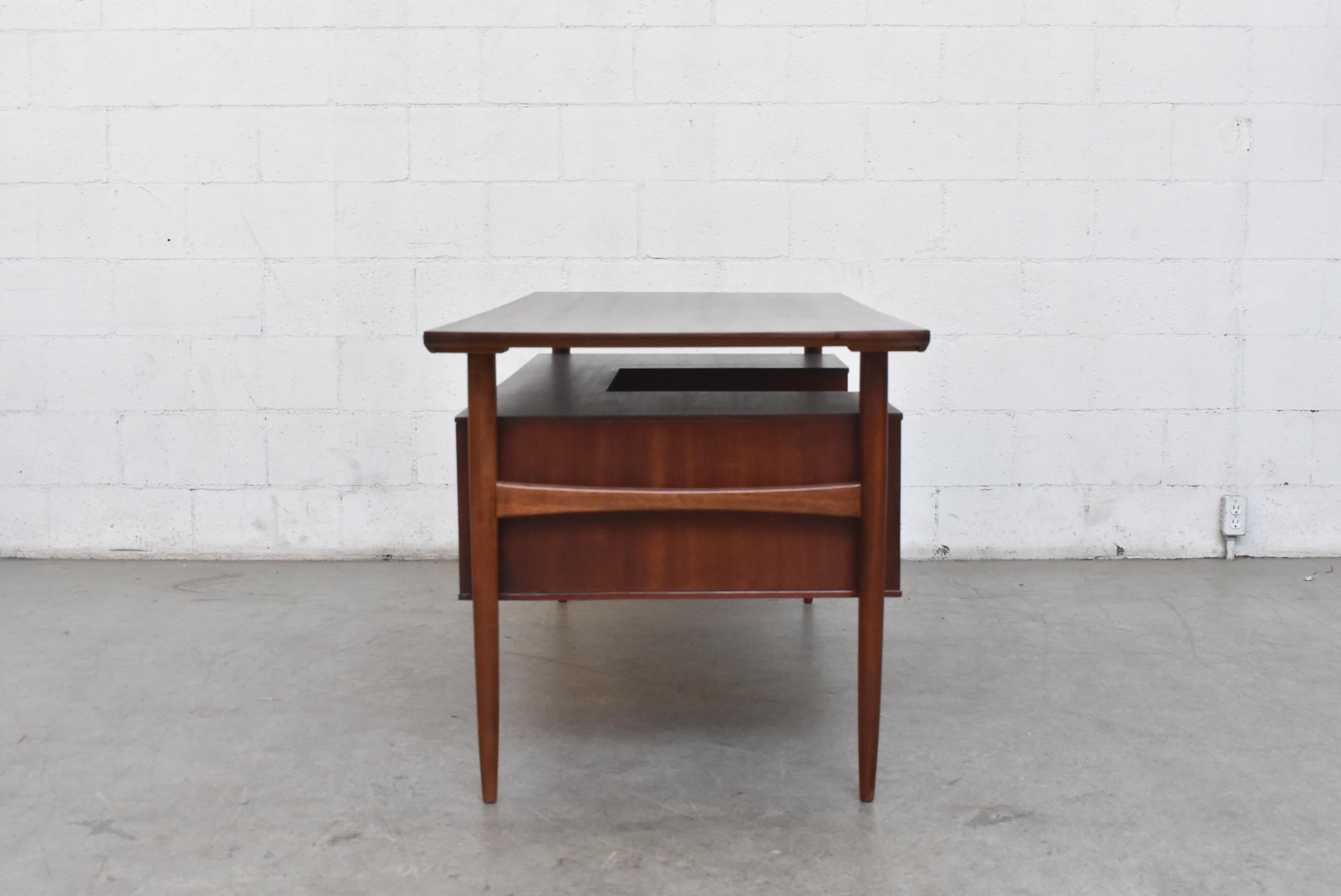 William Watting Style Midcentury Teak Desk In Good Condition In Los Angeles, CA