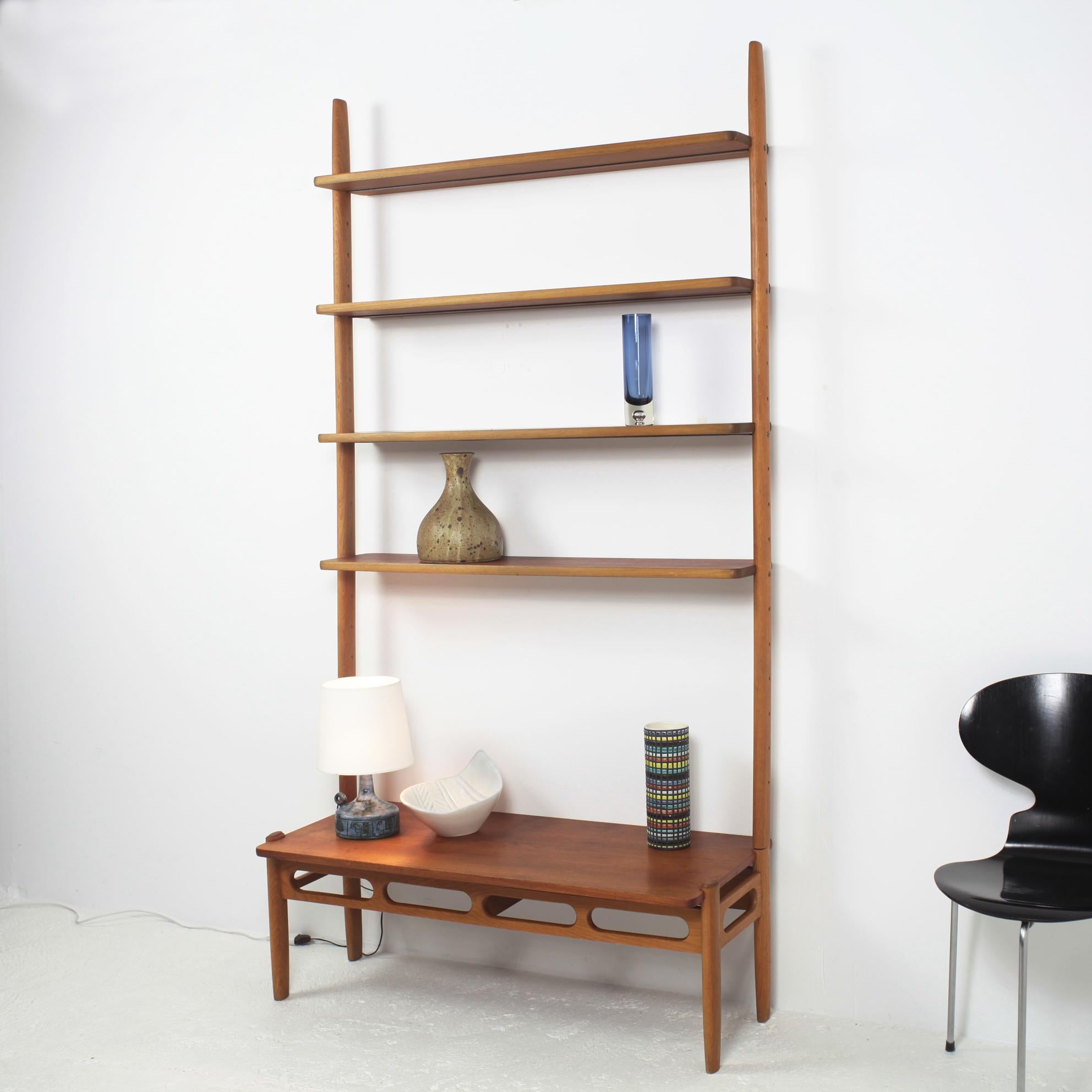 Scandinavian Modern William Watting Teak and Oak Modular Bookcase for Michael Laursen Denmark, 1950s