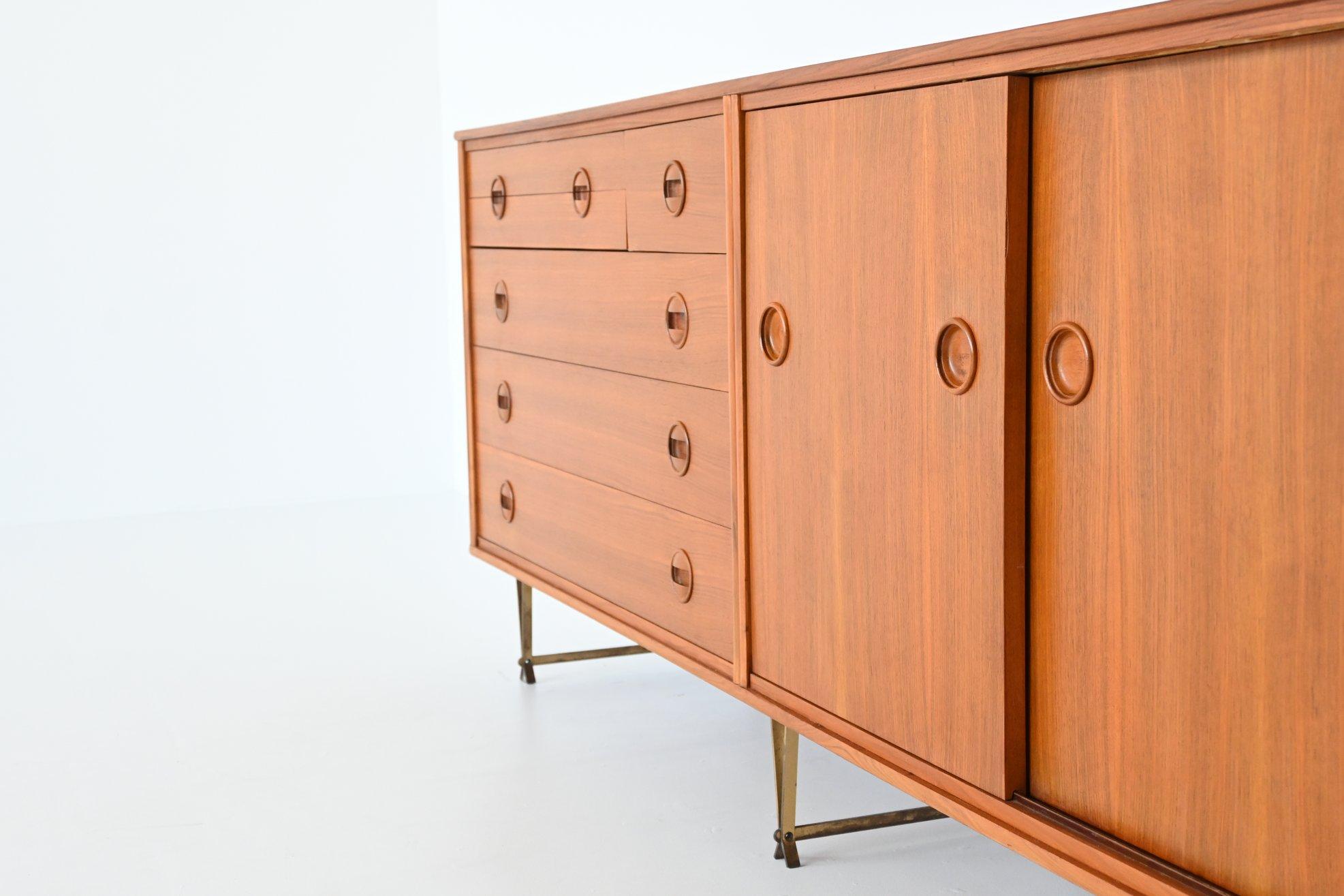 William Watting Walnut and Brass Sideboard Fristho, the Netherlands, 1954 6