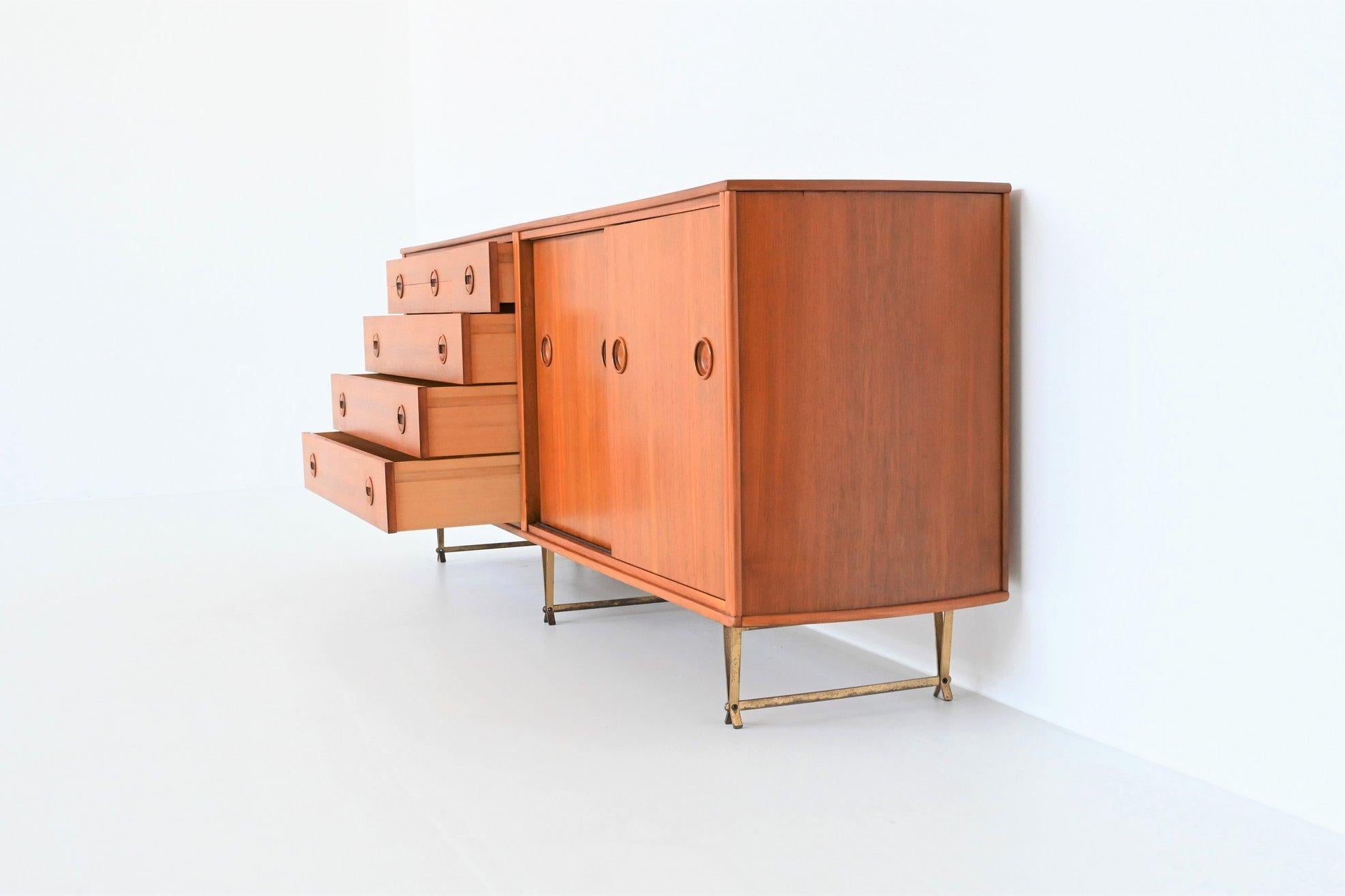 William Watting Walnut and Brass Sideboard Fristho, the Netherlands, 1954 In Good Condition In Etten-Leur, NL
