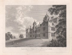 Charlton House in Wiltshire, 18th century English country house engraving, 1782