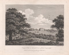 Antique Copped Hall in Essex, 18th century English country house engraving, 1781