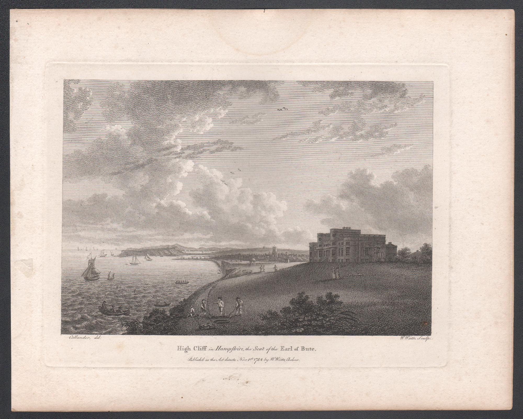 High Cliff in Hampshire, 18th century English country house engraving, 1784 - Print by William Watts