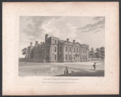 Hill Hall in Essex, 18th century English country house engraving, 1780