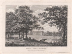 Antique Osterley Park, Middlesex, 18th century English country house engraving, 1784