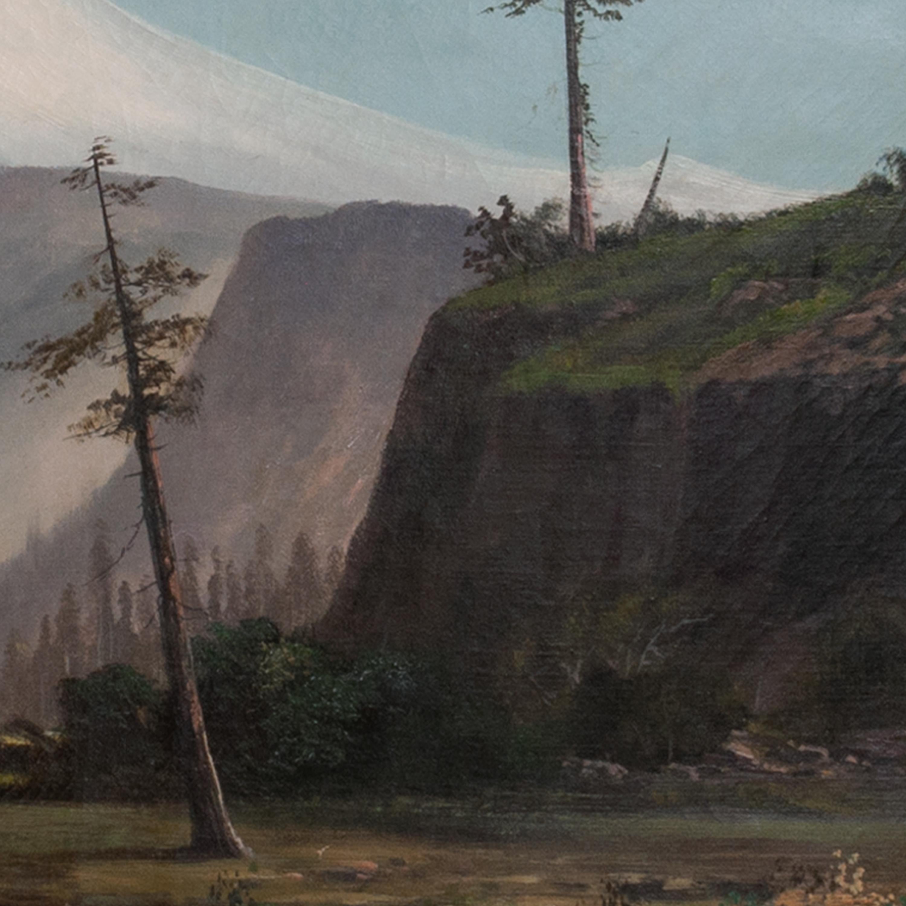 Peinture à l'huile ancienne de William Weaver Armstrong, paysage de mont Hood dans l'Oregon, 1885 en vente 1