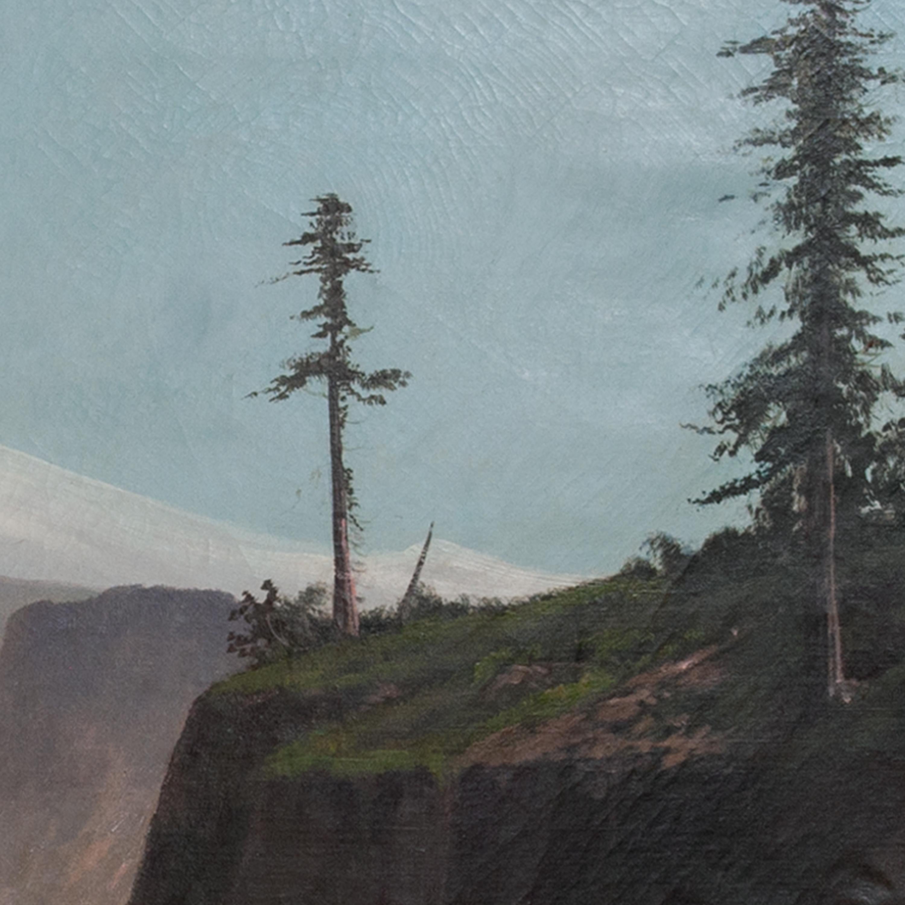Peinture à l'huile ancienne de William Weaver Armstrong, paysage de mont Hood dans l'Oregon, 1885 en vente 2