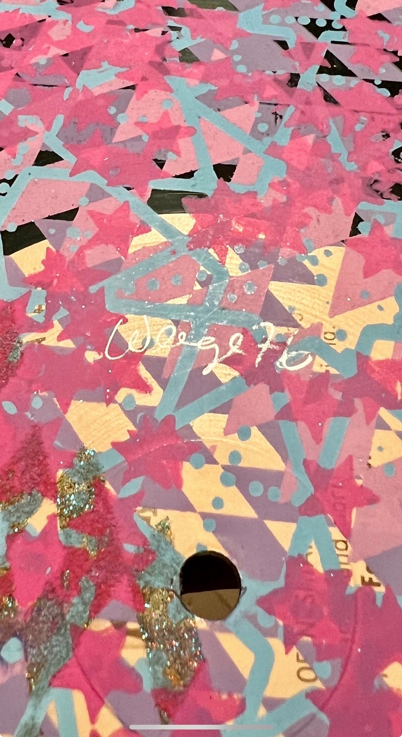 Pittura astratta Pop Art a tecnica mista su disco in vinile LP Scultura da parete Weege in vendita 1
