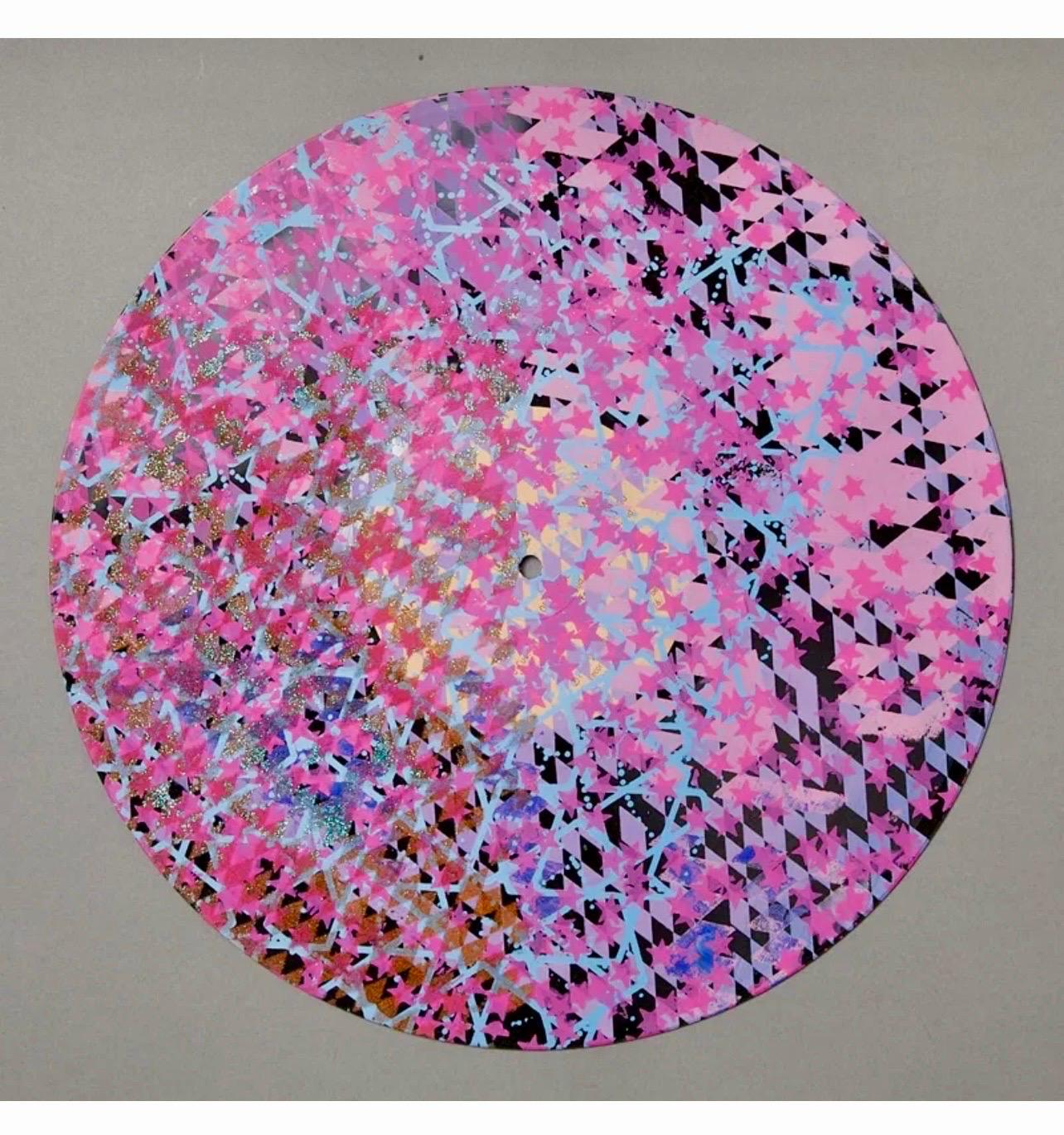 Pittura astratta Pop Art a tecnica mista su disco in vinile LP Scultura da parete Weege in vendita 2