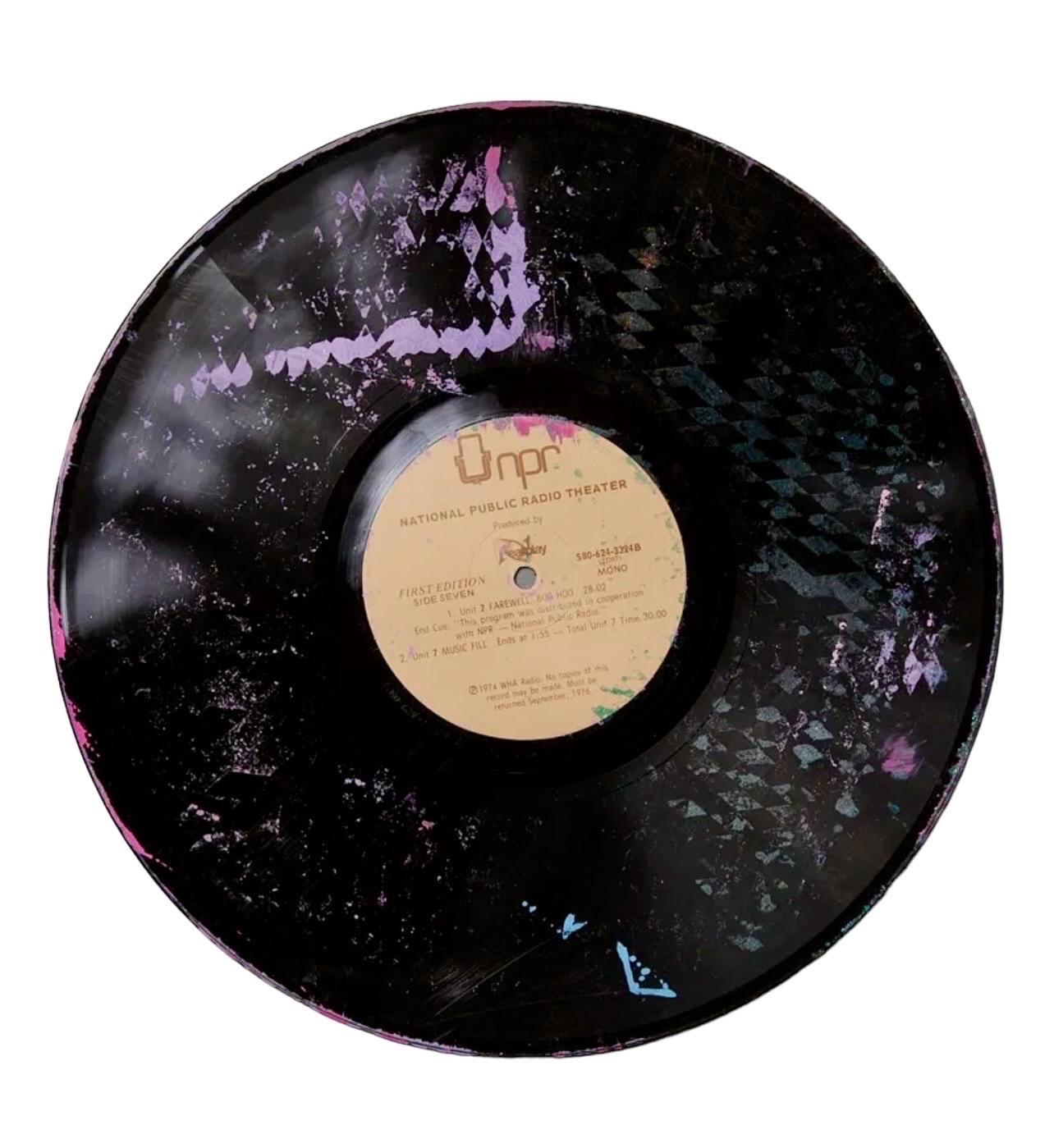 Pittura astratta Pop Art a tecnica mista su disco in vinile LP Scultura da parete Weege in vendita 3