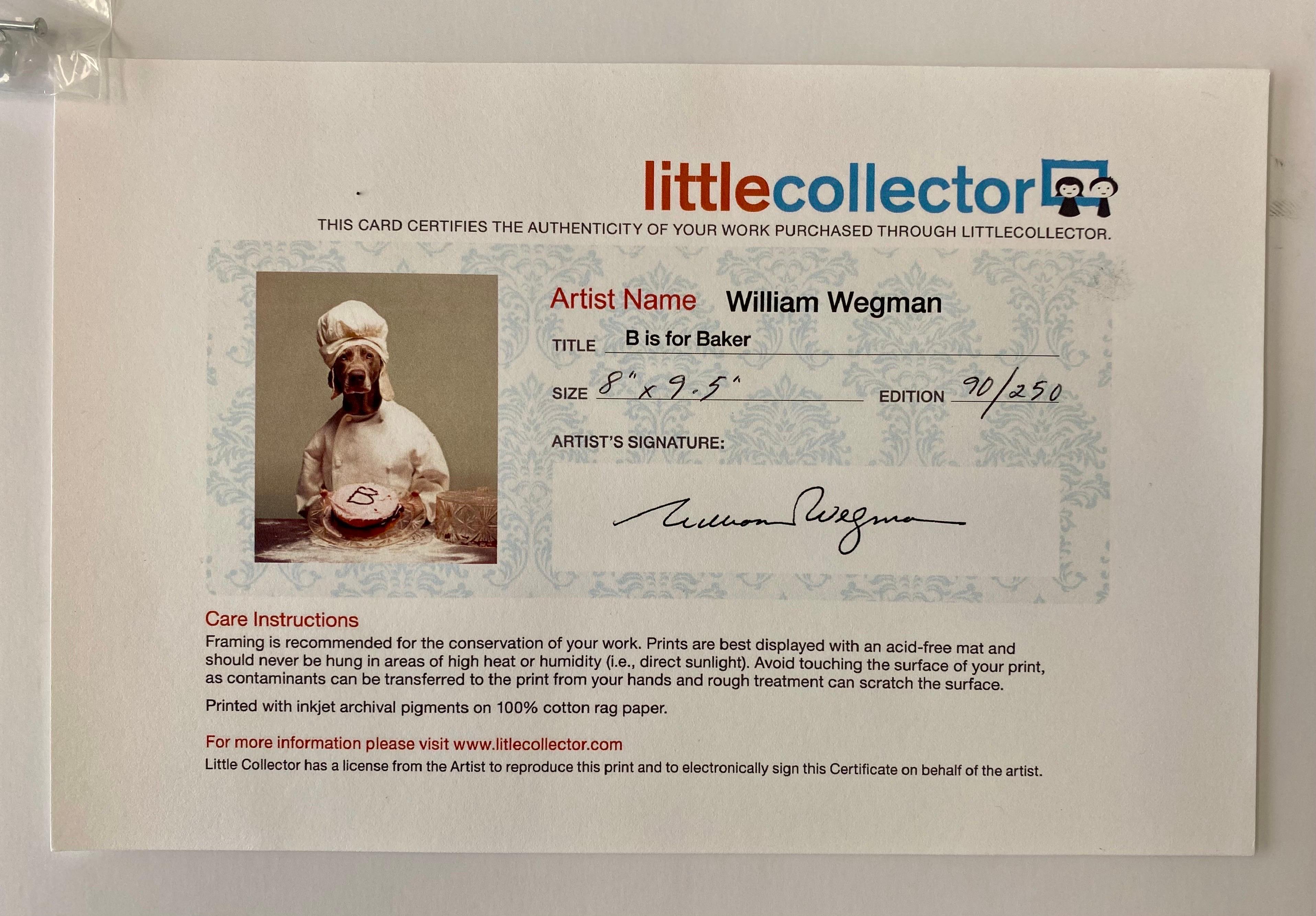 William Wegman B is for Baker Limited Edition Photograph, COA, Signed & Numbered 4