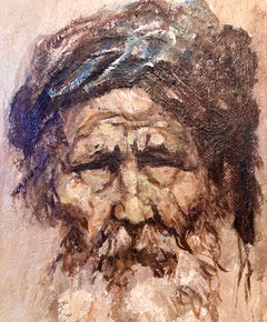 Sephardic Rabbi, Middle Eastern Expressionist Mid Century Orientalist Painting