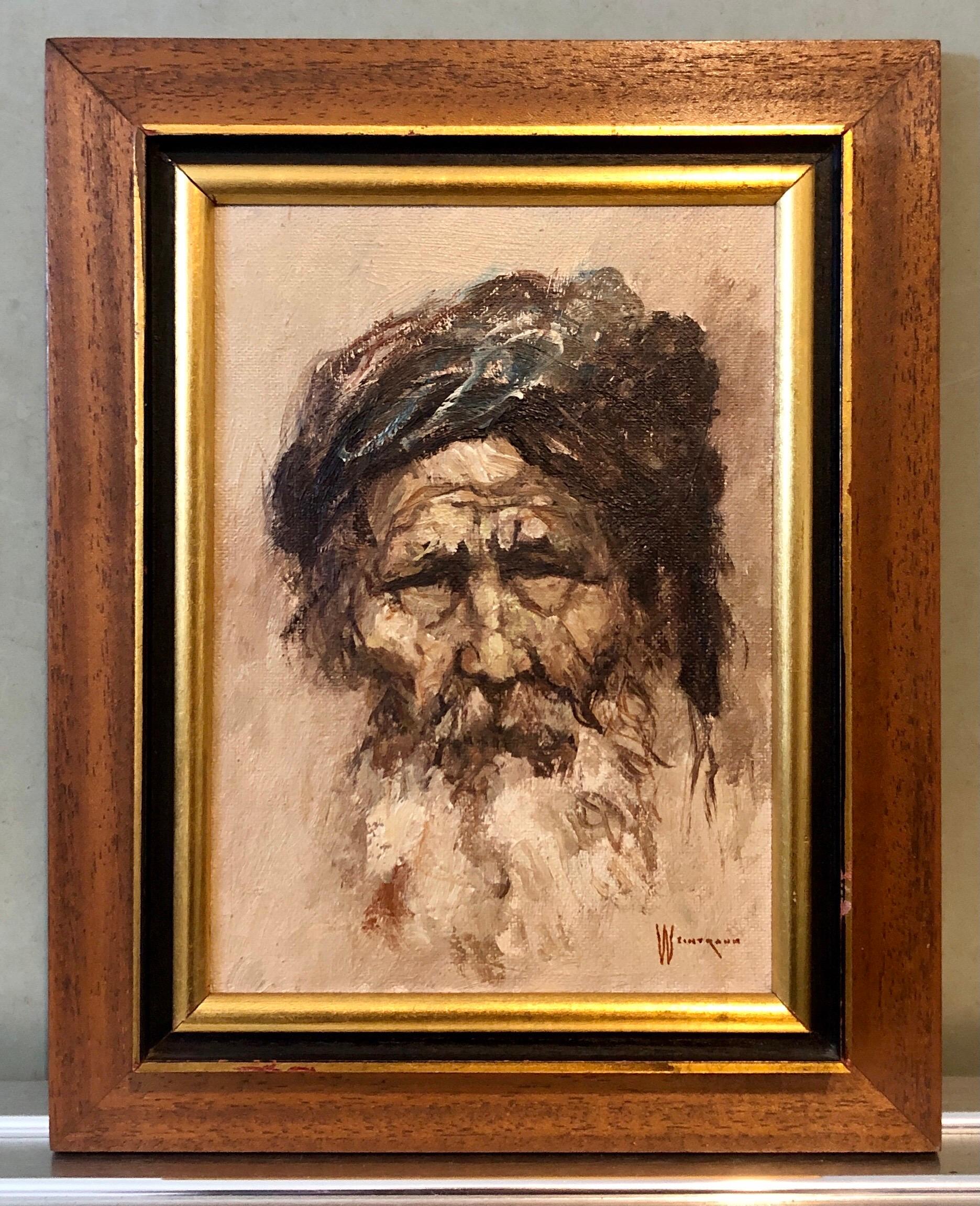 Sephardic Rabbi, Middle Eastern Expressionist Mid Century Orientalist Painting 1
