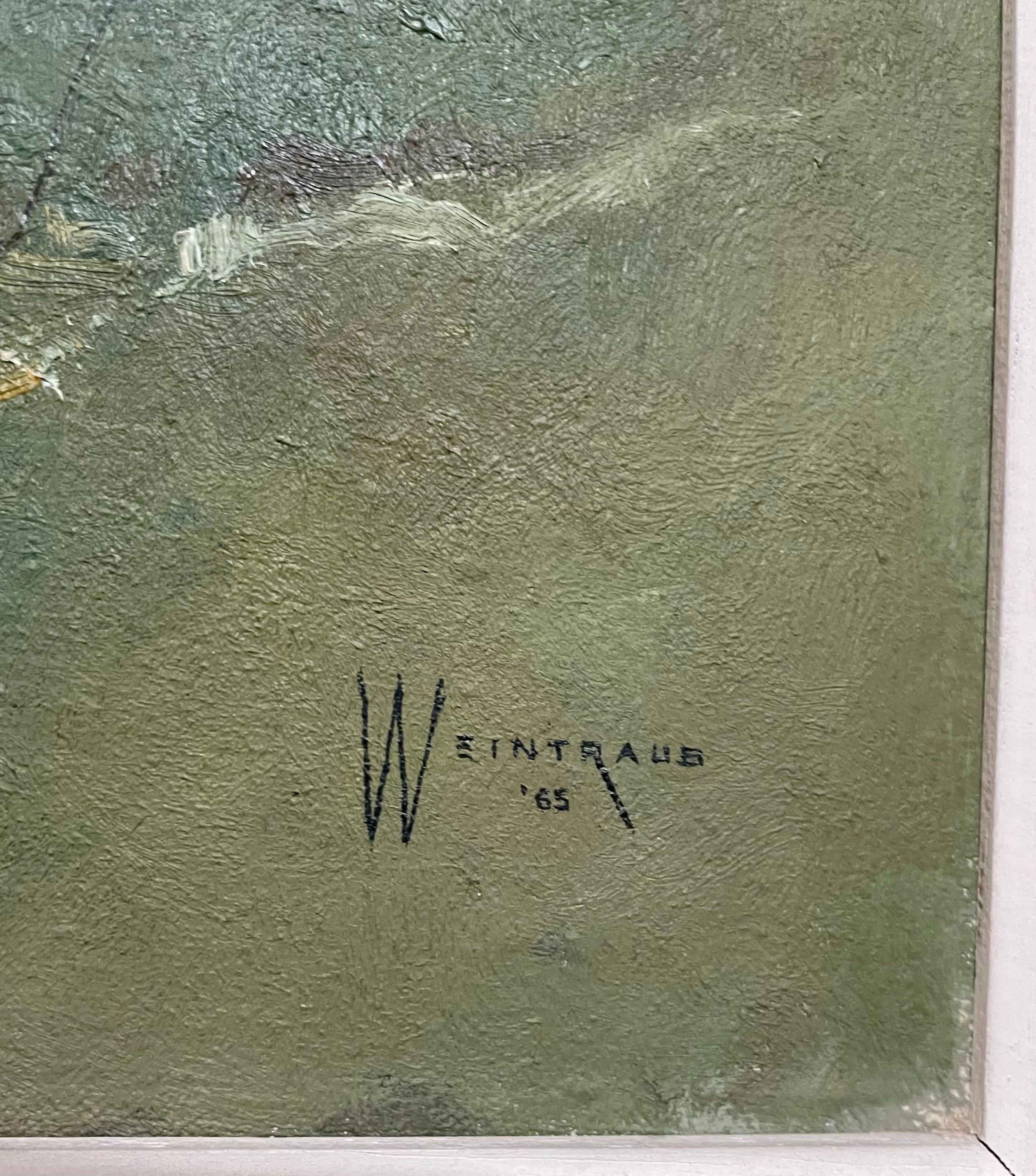Gran pintura al óleo orientalista expresionista israelí Niño cubierto Arte kibbutz - Painting Expresionista de William Weintraub