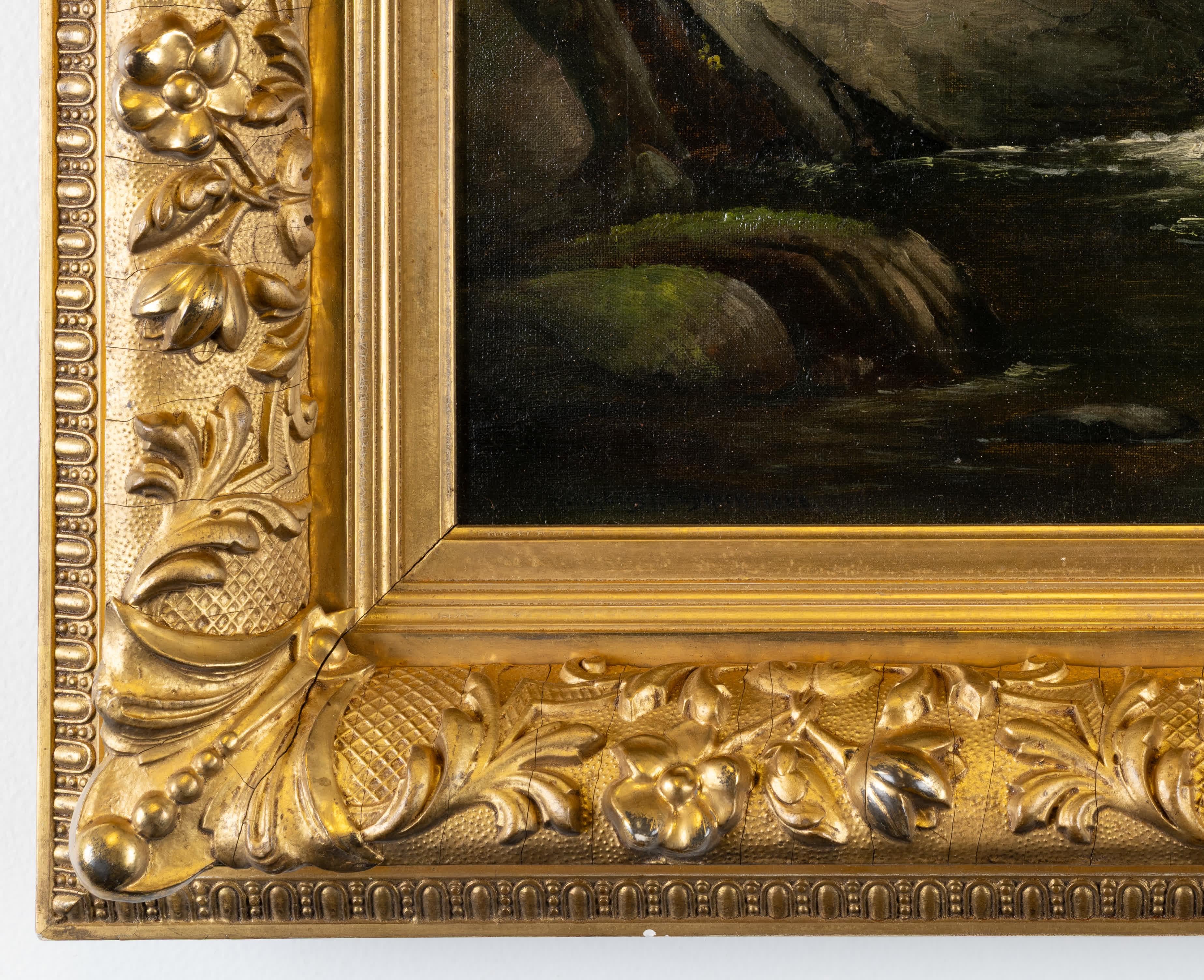 Ruscello nel Wood - Landscape Painting Marrone di William Wells Goodrich