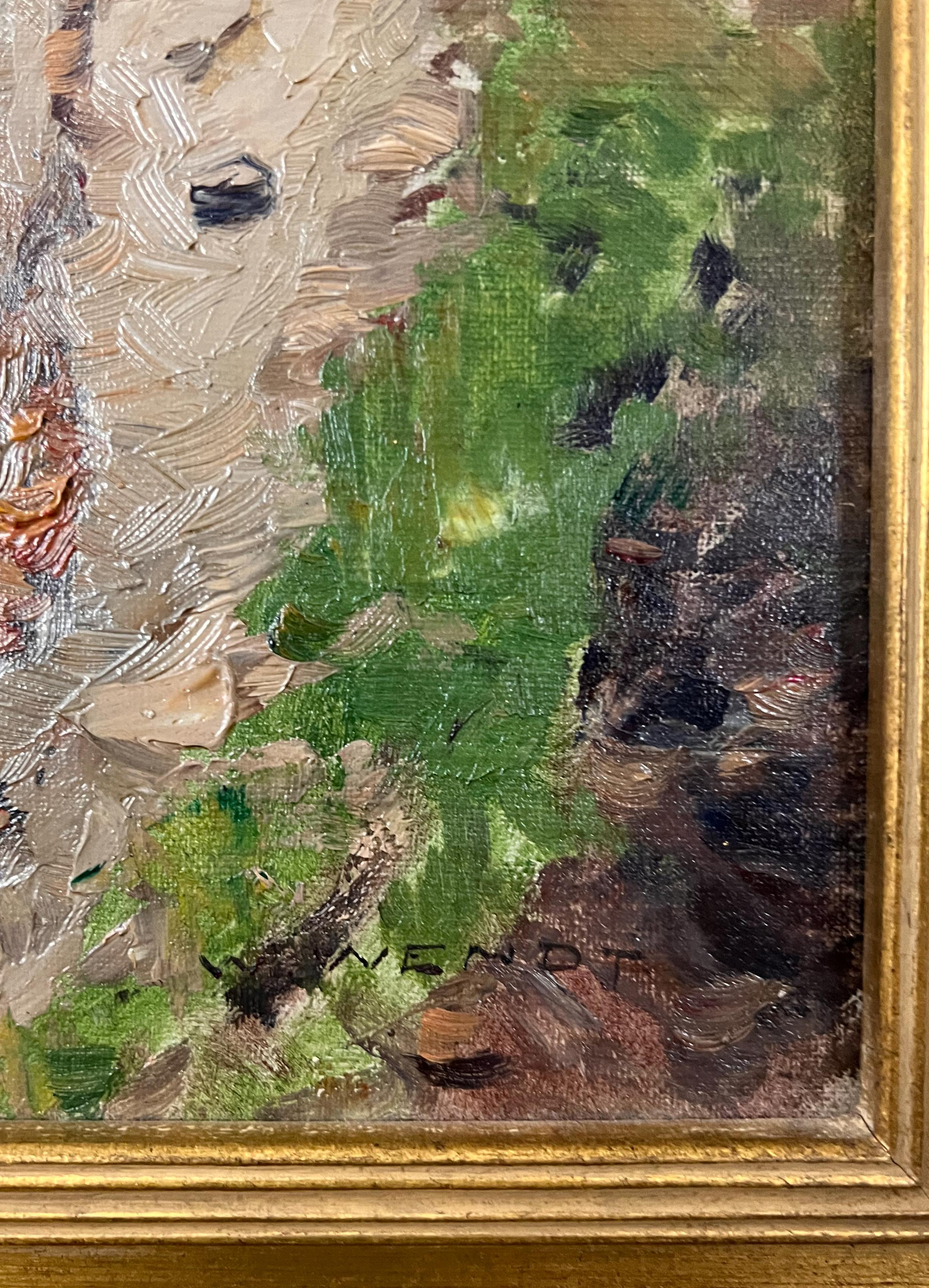 Peinture à l'huile d'un paysage californien. Paysage impressionniste de la route sinueuse verte. - Impressionnisme américain Painting par William Wendt