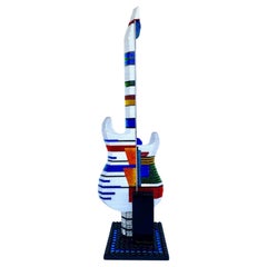 Antique Guitar Glass Sculpture