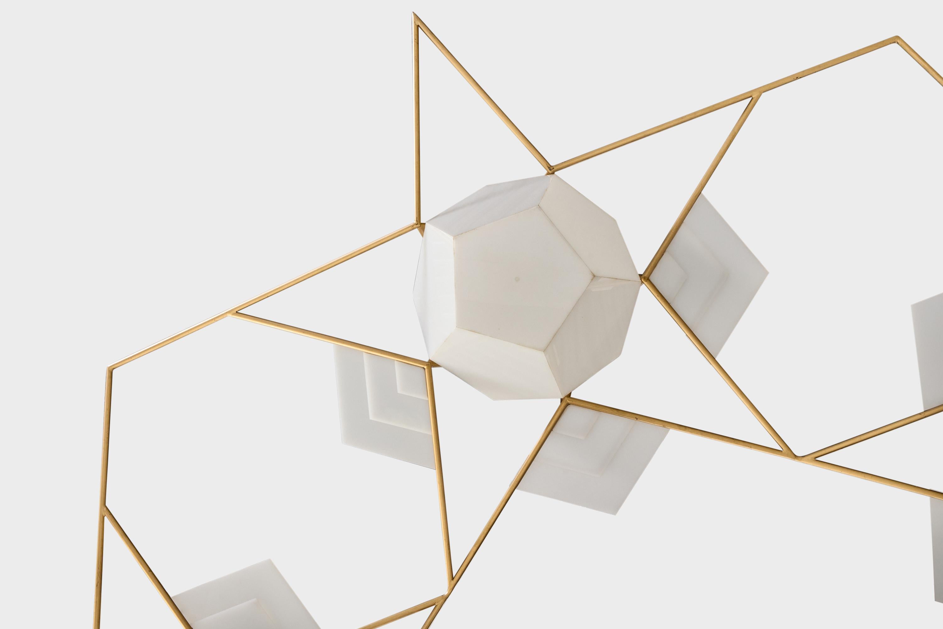 Mid-20th Century William Wesley Peters, Monumental Chandelier, Metal, Acrylic, USA, 1961 For Sale