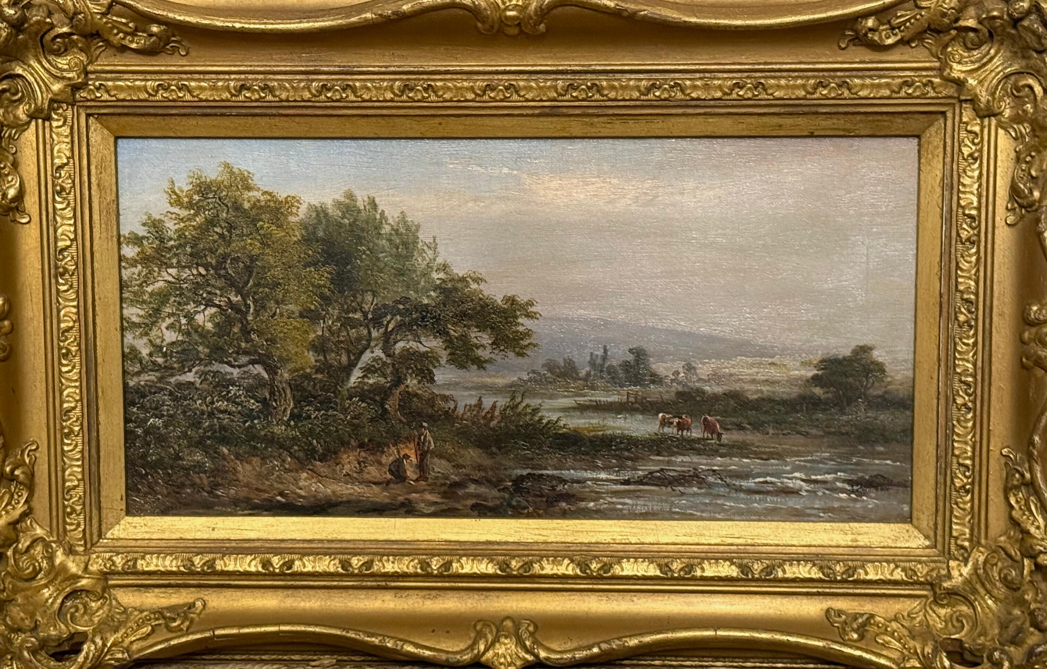 Fiume in un paesaggio estivo Olio su tela del XIX secolo - Painting di William Westall