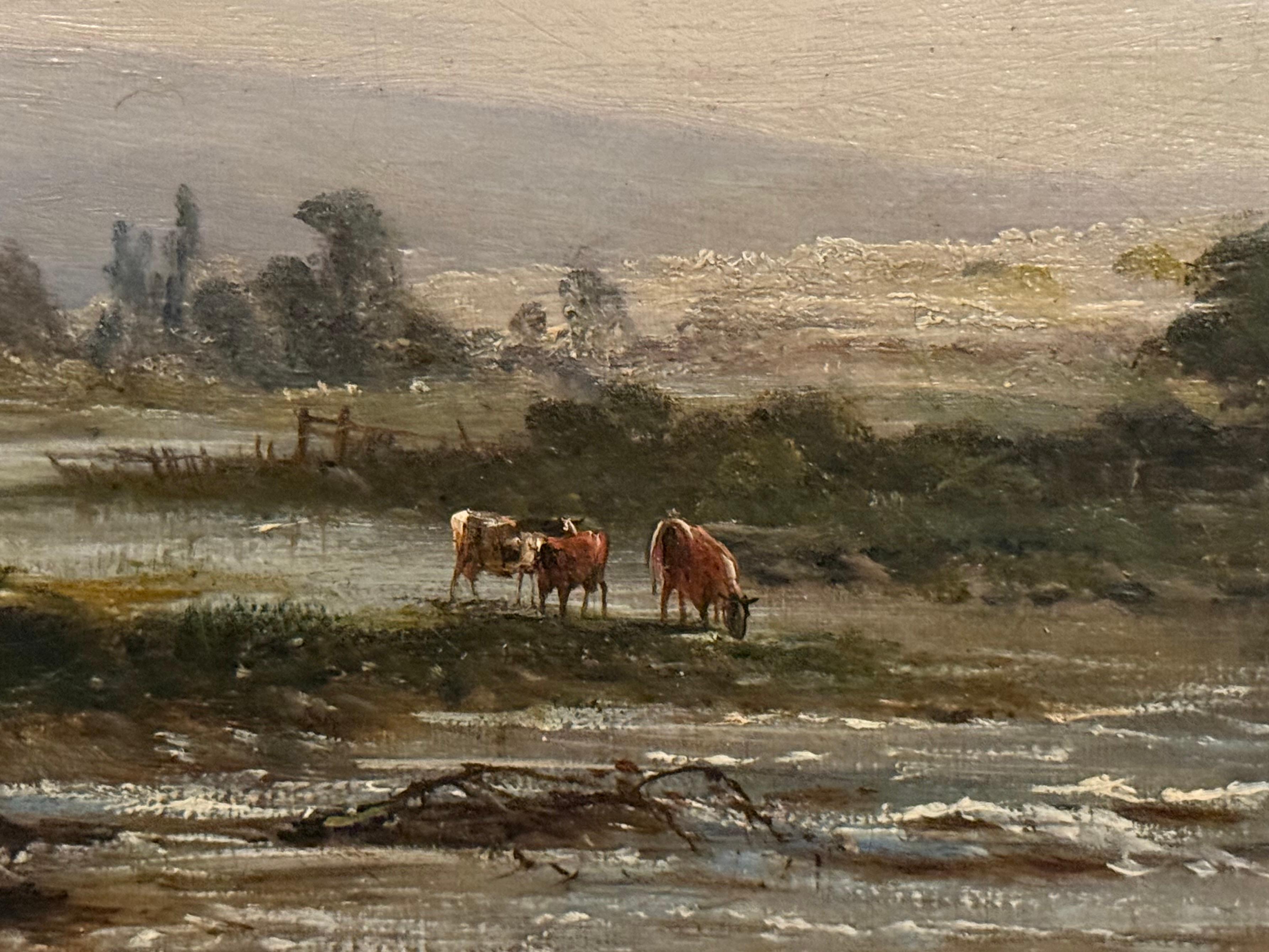 Fiume in un paesaggio estivo Olio su tela del XIX secolo - Painting Naturalismo di William Westall