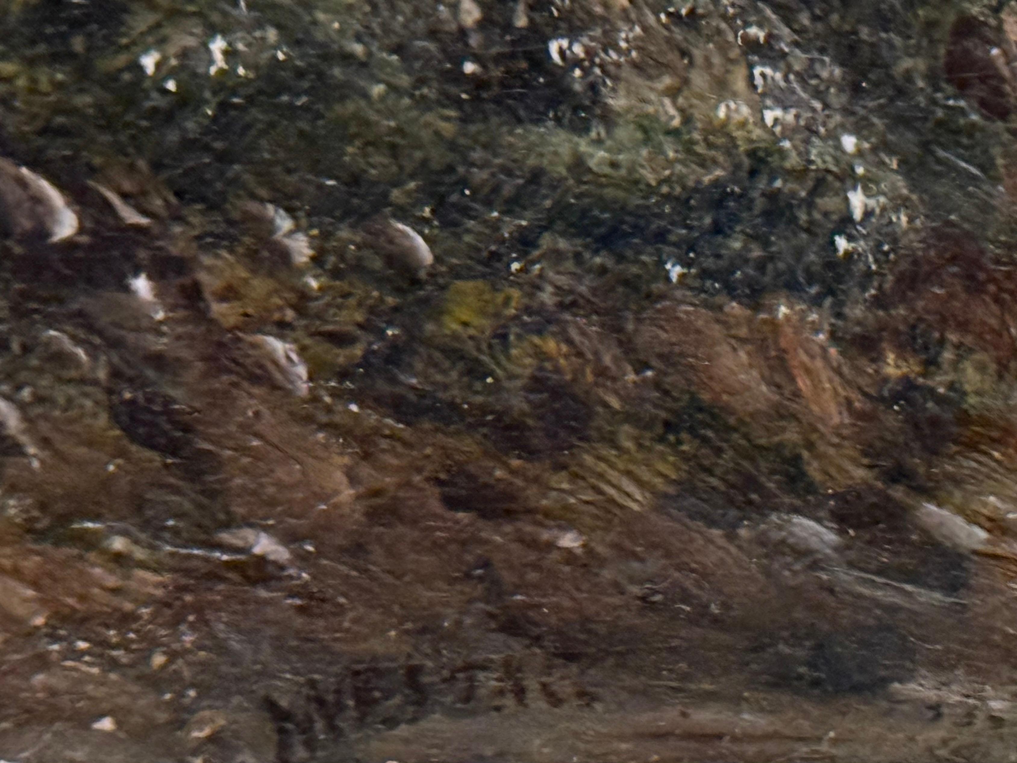 Fiume in un paesaggio estivo Olio su tela del XIX secolo in vendita 2